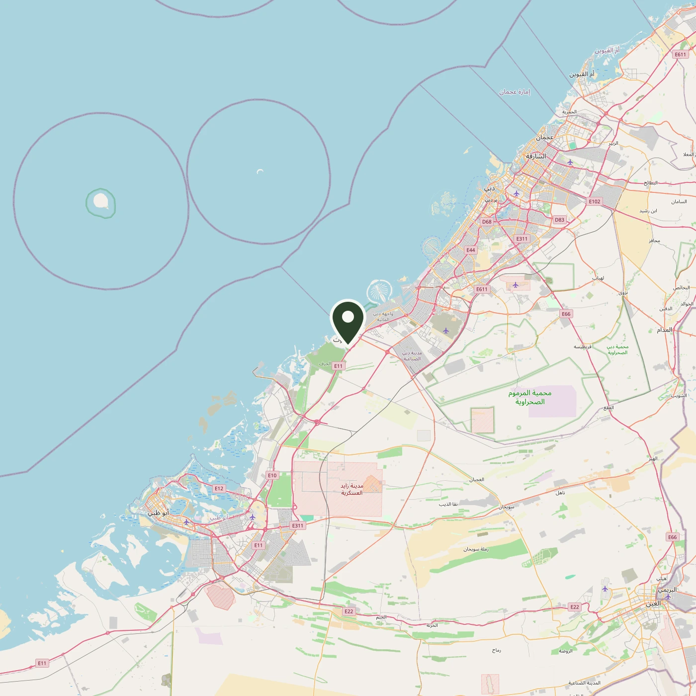 Map showing Abu Dhabi Mira Hills, Al Mamoura, Abu Dhabi, United Arab Emirates